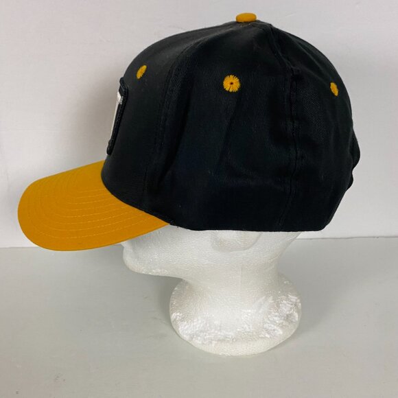 Vintage CAT Caterpillar Patch Snapback Hat Taiwan Black Yellow Cotton - Picture 3 of 8